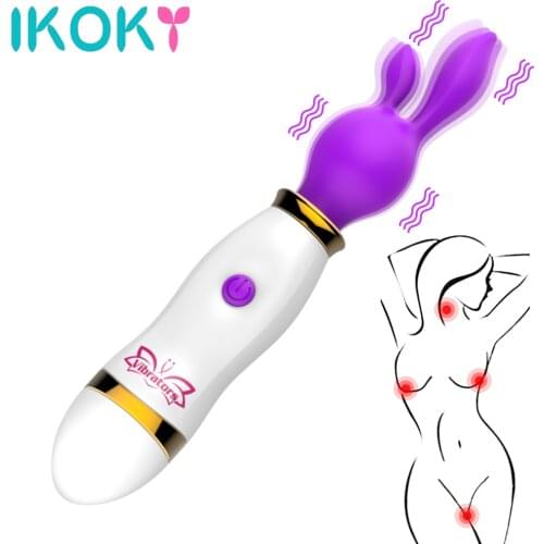 IKOKY Female Masturbation Massage Stick Magic Rod 12 Speed Rabbit Vibrator Sex Toys for Woman AV Stick Clitoris Stimulate
