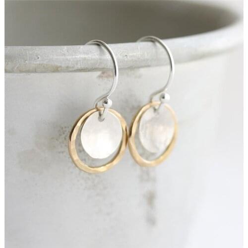 925 Silver Circle Earrings Hammered Silver Jewelry Minimalism Oorbellen Brincos Vintage Pendientes Boho Earrings For Women