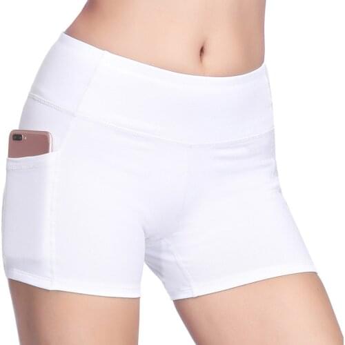 NORMOV Fashion Women Shorts Fitness Mid Waist Elastic Push Up With Pockets Cotton Skinny Hot Short Casual White Shorts