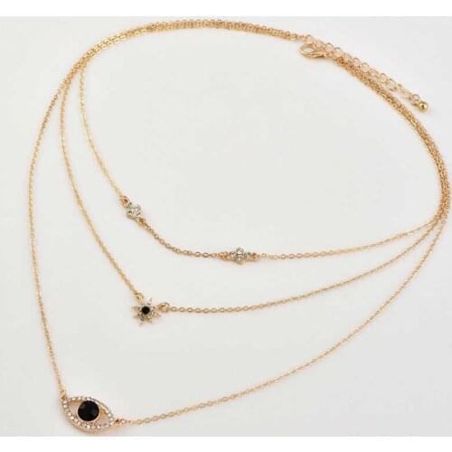 New fashion womens multi-layer Necklace full of eyes evil Bohemia womens crystal design Necklace