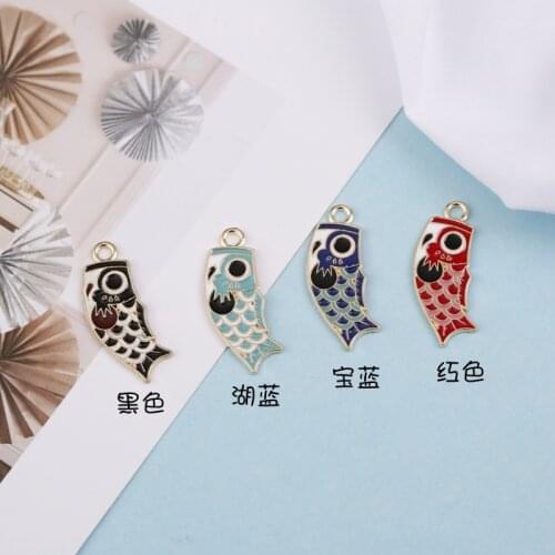 10pcs/lot 18*35mm Carp Diy Deisgn Enamel Charm for Jewelry Making Earring Bracelet or Necklace Charms