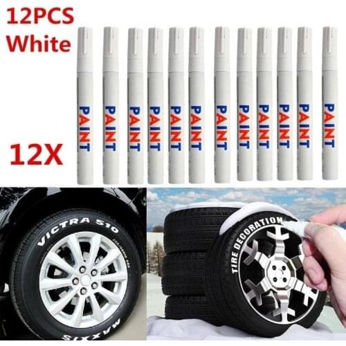 12pcs/set White Waterproof Rubber Permanent Paint Marker Pen Car Tyre Tread Environmental Tire Painting