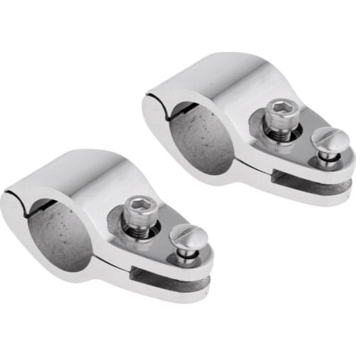 2Pcs Boat Bimini Top Hinged Jaw Slide Boat Canopy Tube Clamp Fitting Stainless Steel Boat Accessories Marine 22mm Silver