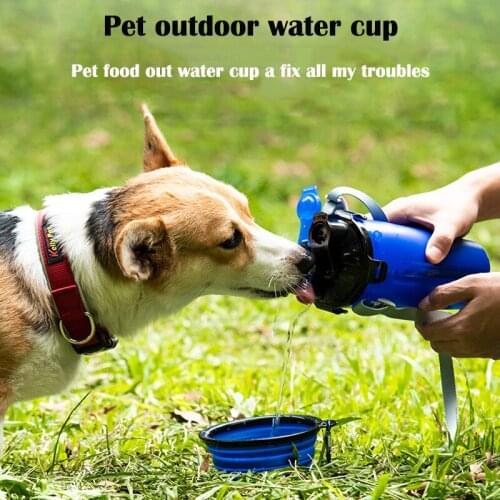 Dog Accessories Portable Multifunction Pet Water Bottle Food Container With Folding Silicone Pet Bowl Outdoor Dog Cat Feeder Cup