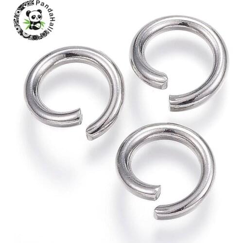 304 Stainless Steel Open Jump Rings, Stainless Steel Color, 12x2mm; Inner Diameter: 8mm