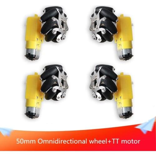 4 Piece/lot 50mm Rubber Mecanum Omnidirectional Wheel+TT Motor Free Coupling RC Robot Car Chassis Part DIY For ROS Drift