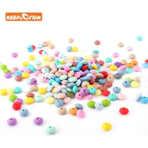 Keep&grow 500Pcs Baby Silicone Teething Abacus Beads Rhombus Saucer Loose Beads DIY Jewelry Making Silicone Teether Lentil Beads