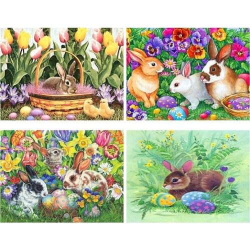 5D DIY Full Drill Diamond Painting Easter Bunny Kit Art Mosaic Cross Stitch Picture Diamond Embroidery Home Decor Craft Gift