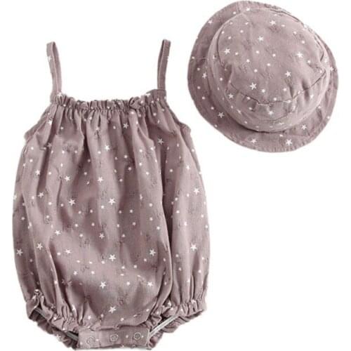 Baby Bodysuit Girl Kids Clothes Dot Kawaii Outfits Infant Sleeveless Newborn Baby Clothes Cotton Daddy gift+Cap