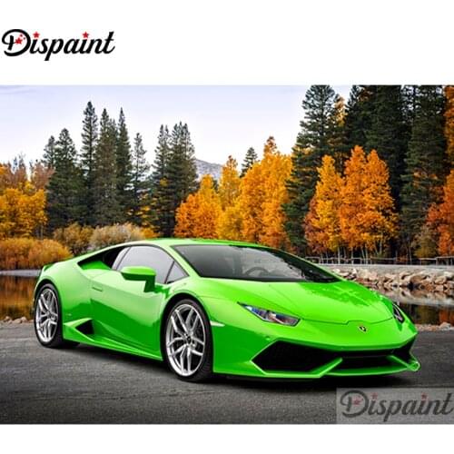Dispaint Full Square/Round Drill 5D DIY Diamond Painting "Green car" Embroidery Cross Stitch 3D Home Decor A11511