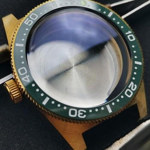 For NH35A/NH36A 43.5mm Aluminum Bronze Waterproof Watch Case Green/Blue Bezel