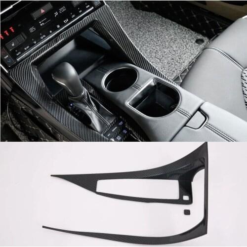 For TOYOTA Avalon 2019-2021 Left Hand Drive 2PCS Carbon Fiber ABS Car Gear Shift Knob Panel Frame Cover Trim Cover Car Styling
