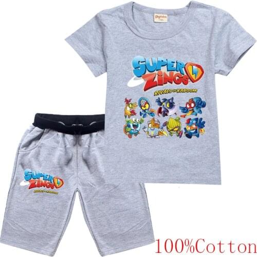 2021 Summer Boys Superzings T Shirt Kids Summer Clothes Baby Girls Super Zings T-shirt Shorts 2pcs Outfit Children Sportswear