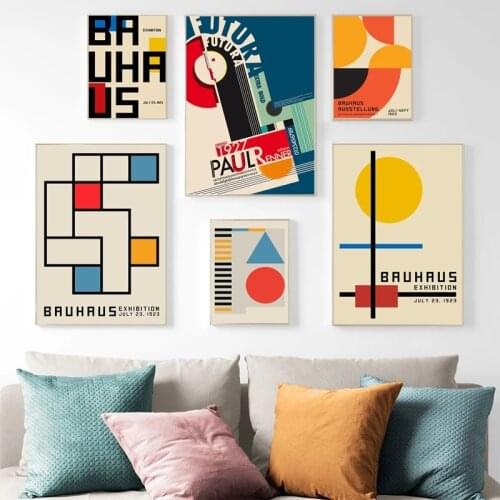 Retro Bauhaus Geometric Abstract Canvas Painting Colorful Patterns Poster Prints Wall Art Vintage Pictures For Living Room Decor
