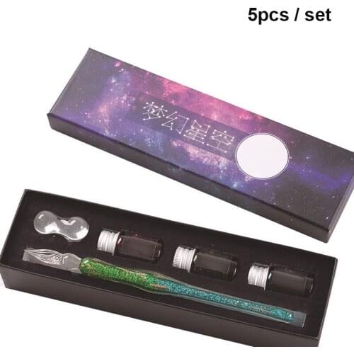 Innovative Handmade Crystal Glass Dip Pen Calligraphy Fountain Gift Set Ink GK99
