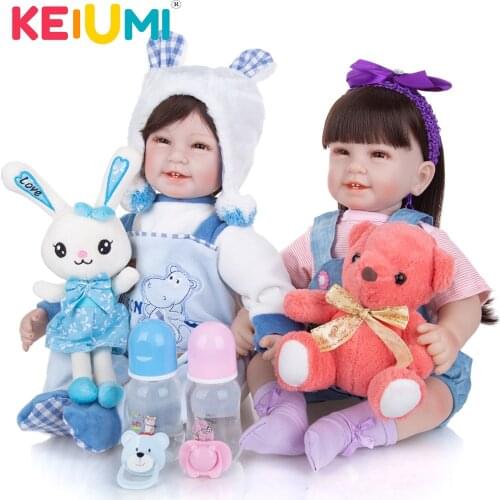 KEIUMI 22 Inch Reborn Dolls Babies 55 cm Lifelike Cloth Body Educational Newborn Baby Doll Toy For Boy Kid Palymate