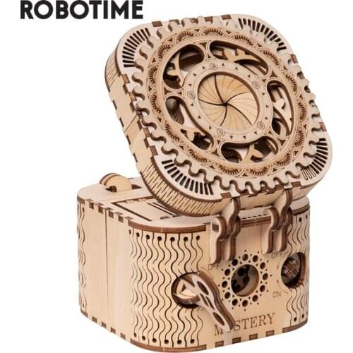 Robotime Mechanical Model Building Kits DIY 3D Wooden Puzzle Treasure Box Model Toy Gift for Boys & Girls LK502 for Dropshipping