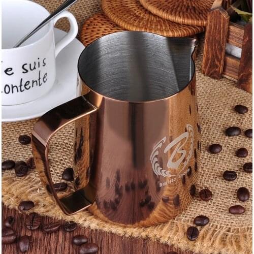 Barista Space RoseGold Steel Milk Pot Pitcher 600 ml. Made of 1st class 304 Stainless Steel Titanium is used