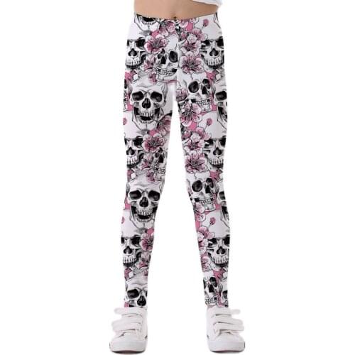 New Sexy Halloween Skull Rose 3D Prints Girls Kids Elastic Fitness Gym Sport Workout Leggings Yoga Pants Dropshipping Sweatpants