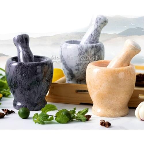 Natural Stone Durable Mortar With Pestle Multipurpose Salt Pepper Mill Garlic Crusher Mincer Grain Herb Spice Grinder