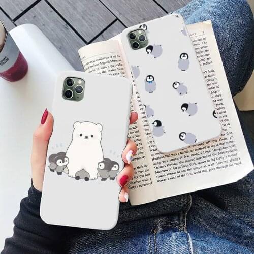 Lovely Penguin Polar cute cartoon Bear luxury Phone Case coque Candy Color for iPhone 6 7 8 11 12 s mini pro X XS XR MAX Plus