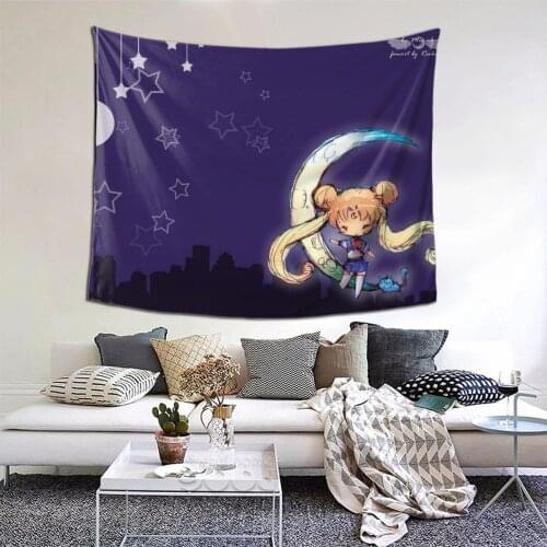 Sailor Girl Tapestry Japanese Anime Kawaii Tapestry Wall Bedspread Bohemian Psychedelic Decor Blanket For Bedroom Dorm
