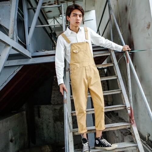 2020 New Mens Casual Jumpsuit tide Korean version of the Self-cultivation Nine pants Mens Japanese Wild Suspenders Size XXXL