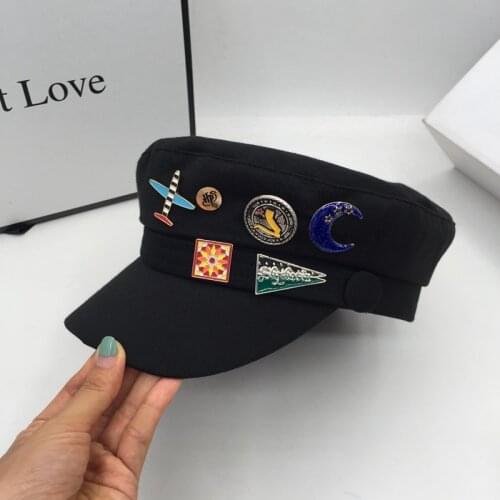 New winter military hats for women cap badge navy fashion female tide restoring ancient ways of England beret