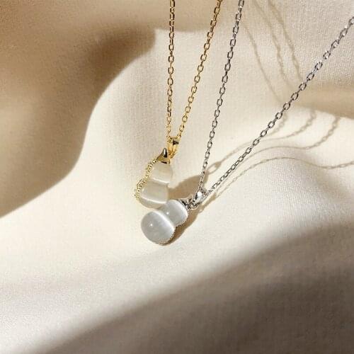 2020 Summer Trendy New Arrival Original S925 Sterling Silver Double-Sided Inlay Gourd Necklace Cute Unique Design Fine Jewelry