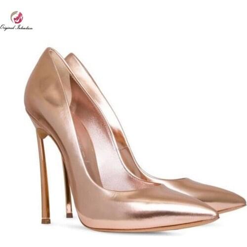 Banquet Sexy Stylish Womens High Heels Metallic Bright Classic High Heels Pointed With Pure-colored Heels Size 35-45