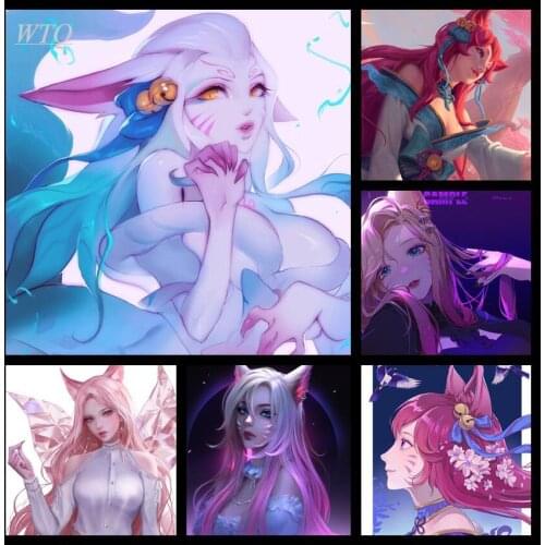 WTQ Soul Lotus Nine Tailed Demon Fox Skin Game Poster/anime Posters Wall Poster Canvas Painting Wall Art Picture Home Decor