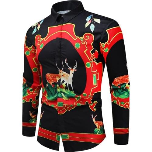 Casual Blouse Homme Baroque Banquet Shirt Paisley Men Shirt Luxury Korean Mens Long Sleeve Print Shirts Men 551