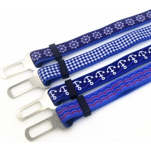 DHK 1'' 25mm Dog Seat Belt Navy Plaid Grid Pattern Personalized High Quality Ribbons Adjustable Dog Car Seat Belts S1618