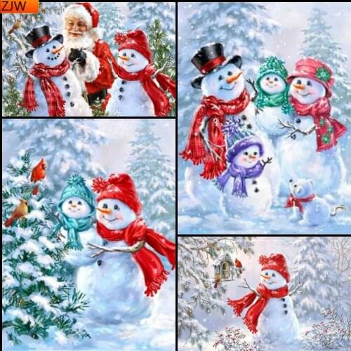 Christmas Diamond Mosaic Snowman DIY Diamond Painting Full Square Drill Cartoon Cards Santa Claus Cross Stitch Kits Home Decor