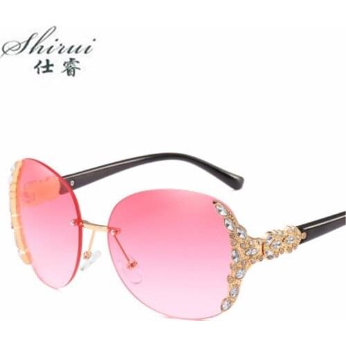 Fashion Crystal Diamond Round Sunglasses Women 2019 Luxury Brand Frameless Oversized Sun Glasses Vintage Shades Ladies Oculos