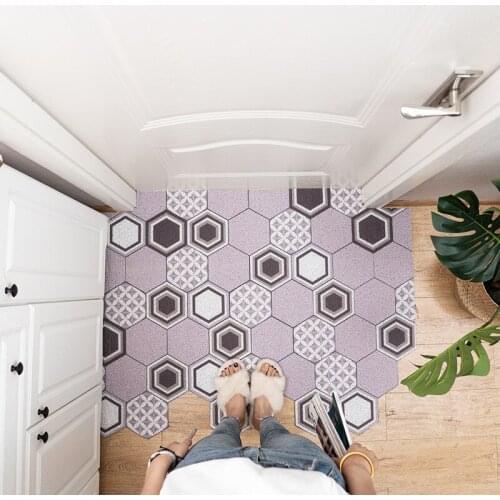 Modern Plaid Doormat PVC Indoor Floor Mats Carpet Custom Non-slip Dust-proof Entrance Doormat Cuttable Hallway Home Mats Carpet