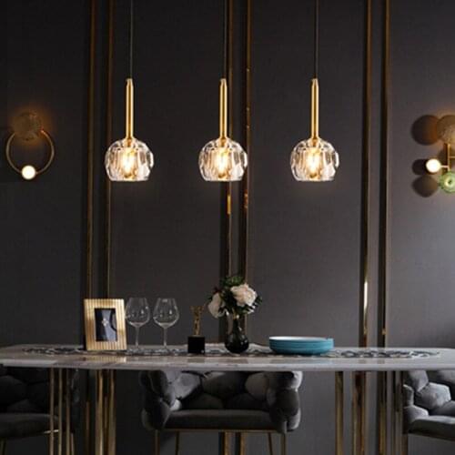 Led Pendant Lights Crystal Ball Copper Industrial Lamp Nordic Hanging Lamp For Bedroom Dining room Loft luminaire suspension