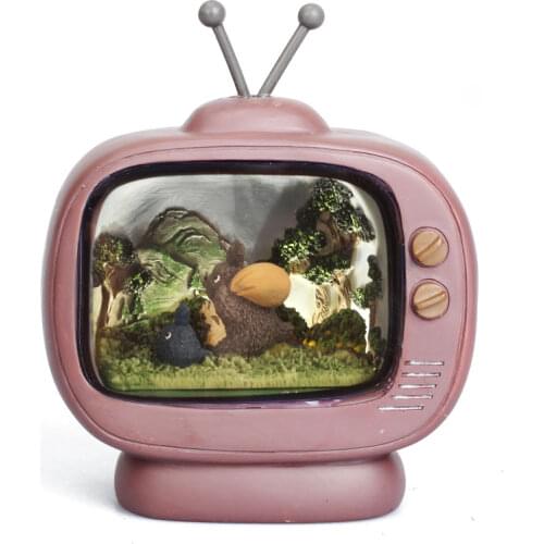 CREATIVE TV MODEL TOTORO NIGHTLIGHT FIGURINES ORNAMENT RESIN TOTORO MINIATURE MICRO LANDSCAPE CRAFTS HOME DECOR BIRTHDAY GIFTS