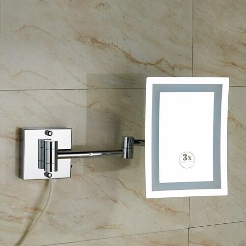 Vidric bathroom wall rotary square LED lamp bath magnifying telescopic folding mirror sided mirror
