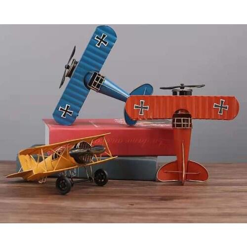 Retro Iron Aircraft Home Decoration Miniature Metal Airplane Model Ornaments Living Room Cabinet Table Home Decor Statues
