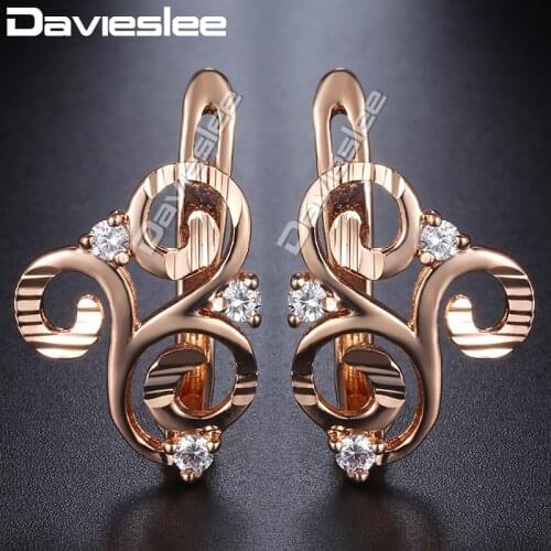 Davieslee 585 Rose Gold Filled Earrings For Women Embossed Cloud Shaped Paved Clear CZ Stud Earrings Fashion Jewelry DGE168
