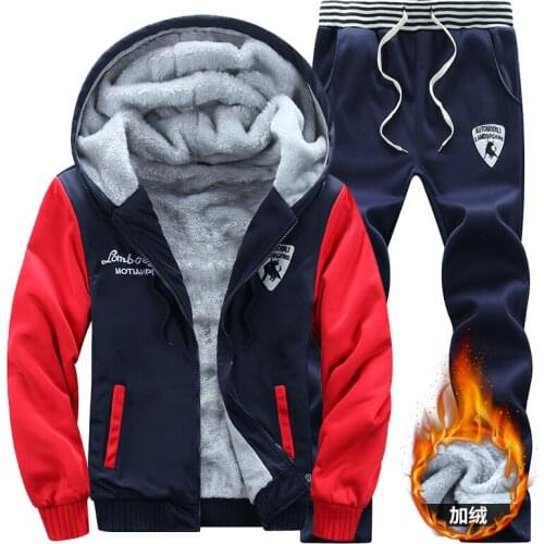 Winter Thick Fleece Men Sportswear Tracksuit Warm Jacket Loose Running Jogging Outfit Athletic Casual Set Sport Suit Hoodie+pant