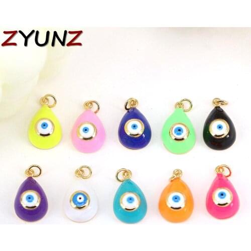 10PCS, Vintage Necklace Pendant Enamelled Charm for Bracelets Jewelry Making Eye Collier Drop Pendants