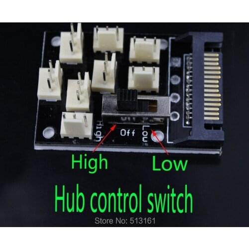 10 PCS Fan HUB SATA to 8x 3Pin Turn High/Low Speed 12v/7v Adapter