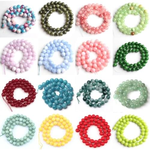 4/6/8/10mm Natural Gems Jades Stone Beads Multicolor Round Loose Chalcedonies Beads For Jewelry Making DIY Bracelet Necklace 15"