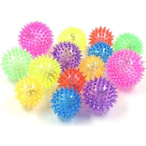 5 Pcs Light-up LED Bite Ball Dog and Cat Flashing Sensory Fun Blinking Spiky Pet Toy