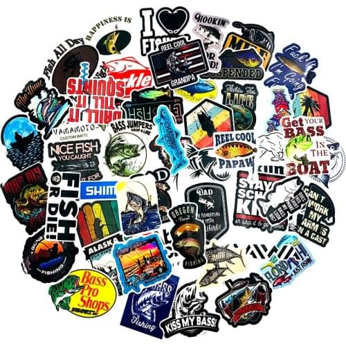 50Pcs Interesting Fisherman Go Fishing Stickers For Refrigerator Luggage Fishing Gear Decoration Motorcycle Scooter Sticker
