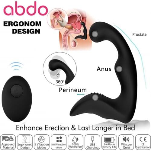 Abdo Vibrator Prostate Massager For Men Vibrating Powerful Male Anal Plug Stimulator Butt Silicone Sex Toys for Adults
