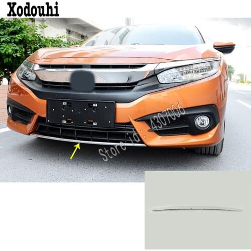 Bumper ABS Chrome Trim Front Protection Bar Bottom Grid Grill Grille Frame Edge For Honda Civic 10th Sedan 2016 2017 2018 2019