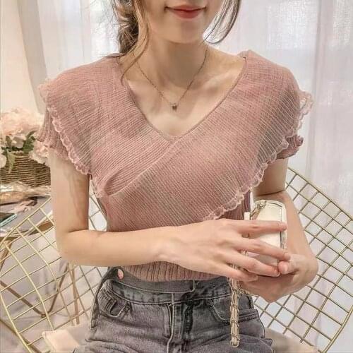 Chiffon Blouse and Tops Women 2021 Summer Short Sleeve Shirts Plus Size Korean New Arrival Crop Top Female Office Ladies Casual